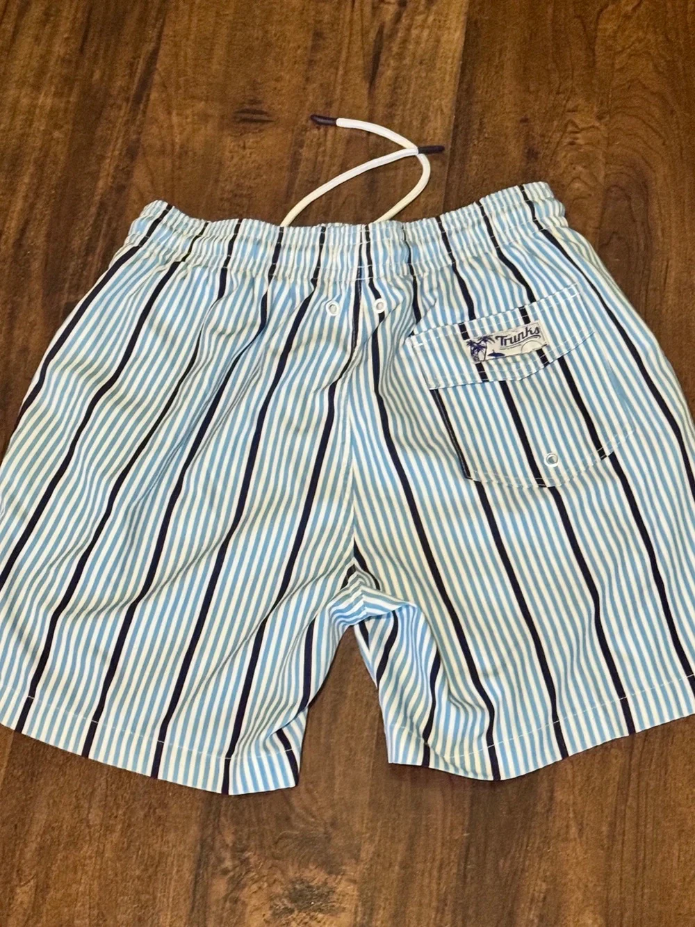 Trunks Surf & Swim Co. Light Blue & White Stripe Swim Trunks